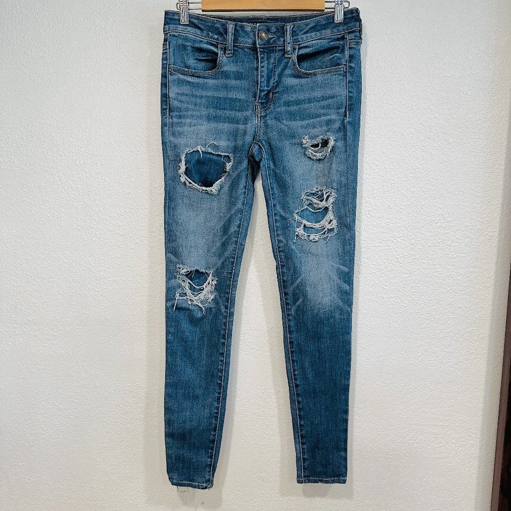 American Eagle Super Super Stretch X Jegging Jeans Distressed 29x29 Women Size 8